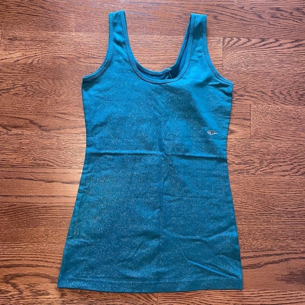 y2k dark teal sparkle tank top xs